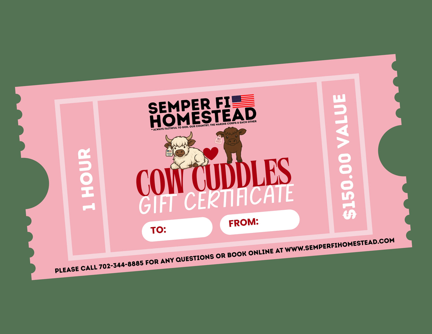 Cow Cuddle Experience Gift Certificate