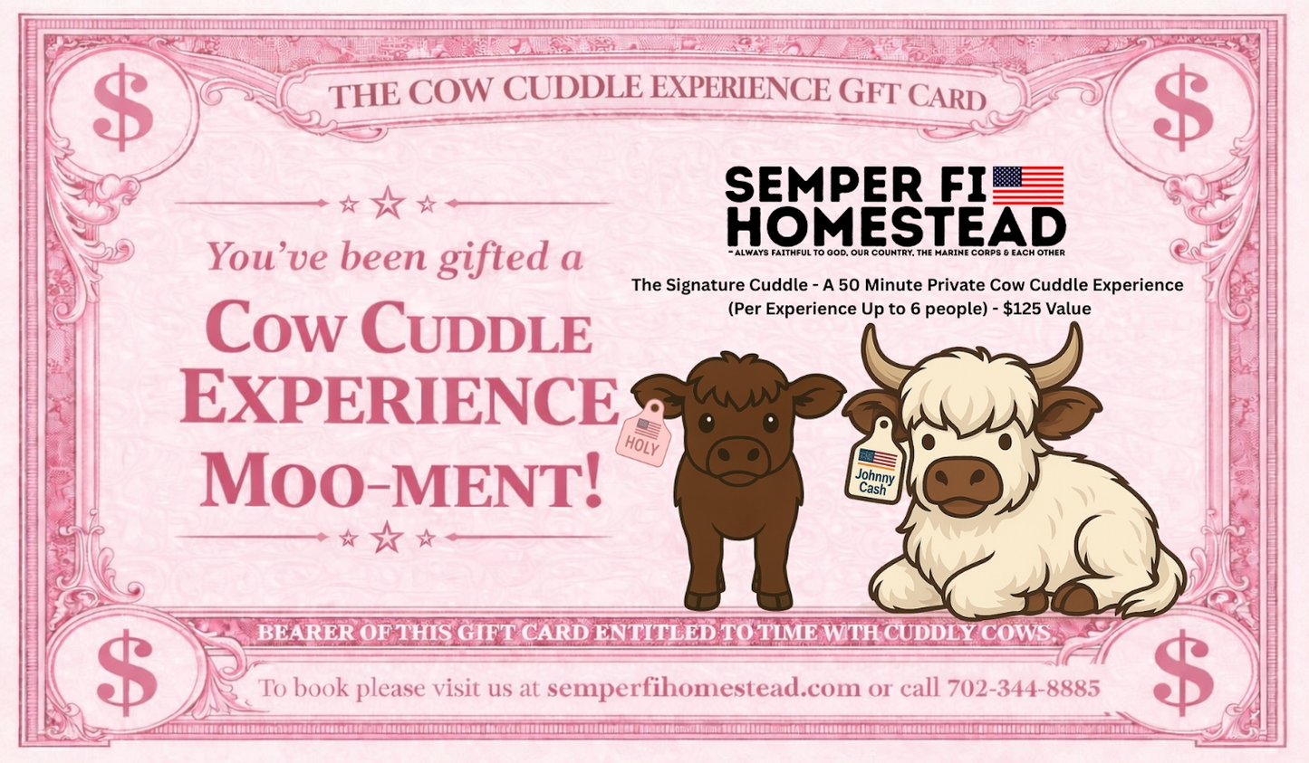Cow Cuddle Experience Gift Card
